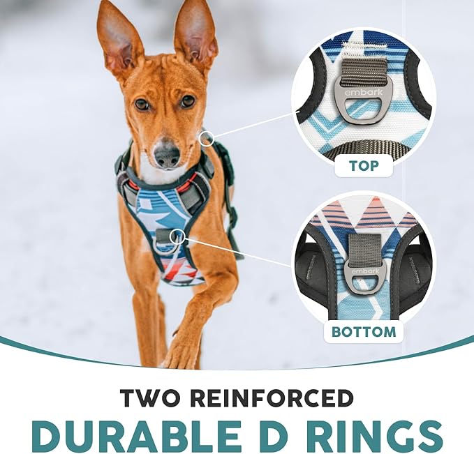 Embark Adventure Dog Harness, Reflective Trim XL Dog Harness for Extra Large Dogs No Pull - Military Grade Nylon, 2 Leash Clips & Gel Lined Handle.