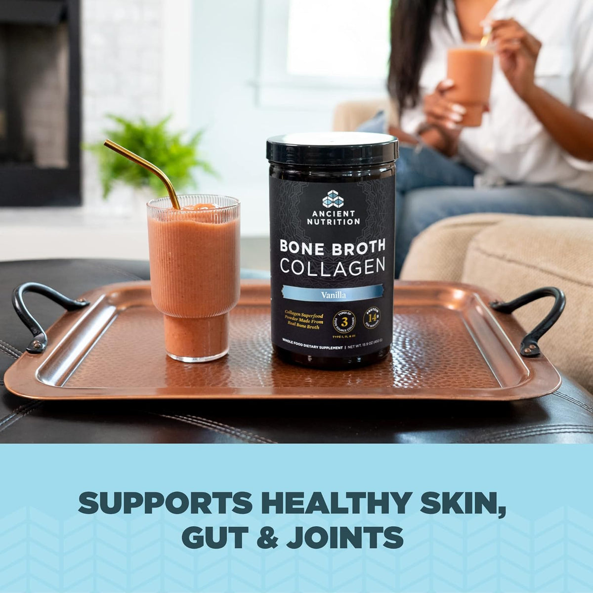 Ancient Nutrition Collagen Powder, Bone Broth Collagen, Vanilla, Hydrolyzed Multi Collagen Peptides, Supports Skin and Nails, Joint Supplement, 30 Servings, 18.3oz
