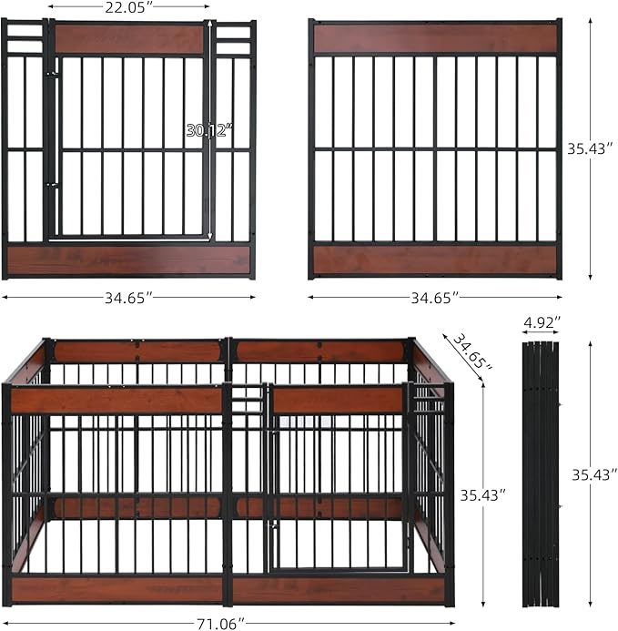 Dog Playpen, 35.4" Height Dog Pen Indoor, Heavy Duty, Safe and Sturdy, Furniture Style Puppy Pen