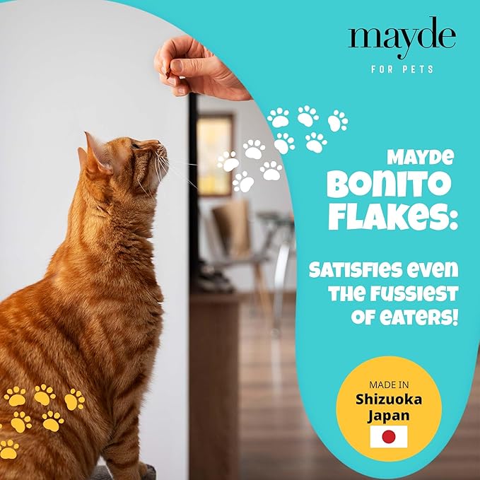 Mayde Bonito Flakes for Cats & Dogs, All-Natural High-Protein Treats, Extra Large 4oz Bag