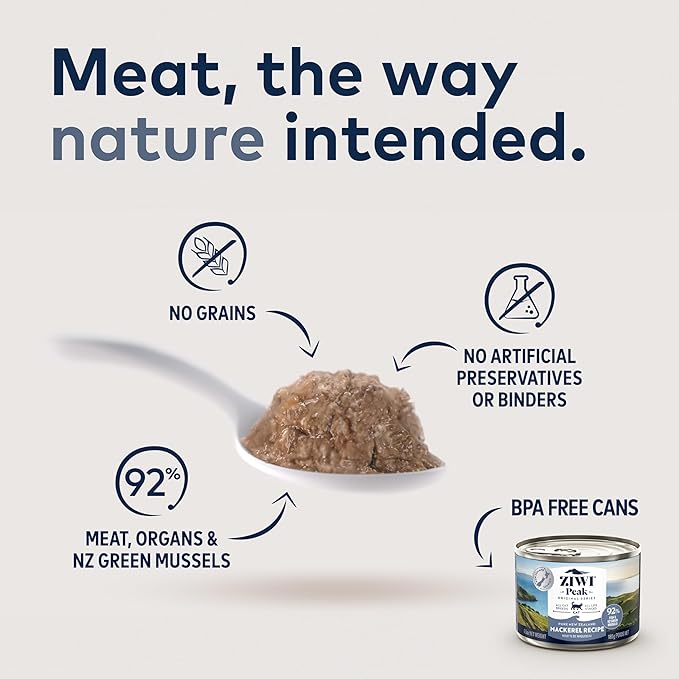 ZIWI Peak Wet Cat Food – All Natural, High Protein, Grain Free, Limited Ingredient, with Superfoods (Mackerel, Case of 6, 3oz Cans)