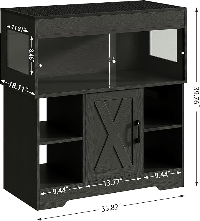 40 Gallon Reptile Terrarium Tank with Storage Cabinet, Reptile Tank with Stand, for Leopard Geckos, Corn Snakes, Juvenile Pets, Sliding Acrylic Doors, Mesh Top, Power Outlet, Black PX03RTB
