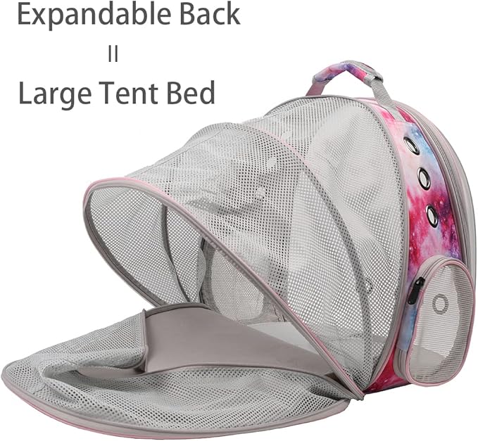 halinfer Galaxy Pink Cat Backpack Carrier for Kitten, Fit up to 12 lbs, Space Capsule Astronaut Expandable Pet Bag to Carry Small Animals, Bunny and Puppy, Cat Transport Vet Vist Bag