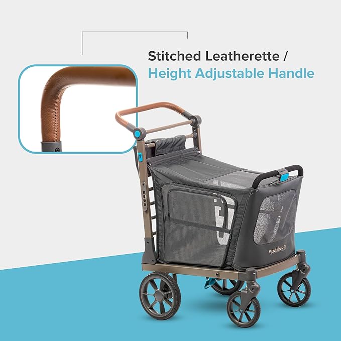 Pet XL Foldable Cart - Adjustable & Portable Pet Stroller with Caddy, Shopping Basket, Foam Filled Rubber Wheels & Storage - Carriage for Small & Medium Dogs, Cats Under 75 lbs