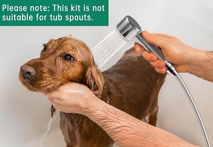 3 Mode Dog Shower Attachment, High Pressure Handheld Sprayer with ON/OFF Switch, G1/2" Metal Shower Diverter, 78 Inches Stainless Steel Hose, No Drill Hook, for Indoor Pet Bathing and Washing