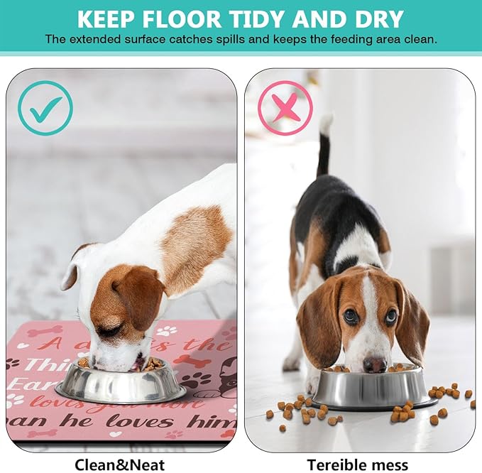 Pet Feeding Mat for Floors Waterproof Dog Mat for Food and Water Absorbent Quick Dry Non Slip mat for Cat Bowls