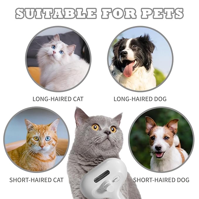 3-in-1 Steam Brush for Cats & Dogs – Hair Removal Comb with One-Click Release & Water Spray – Grooming Brush for Shedding, Long/Short Hair