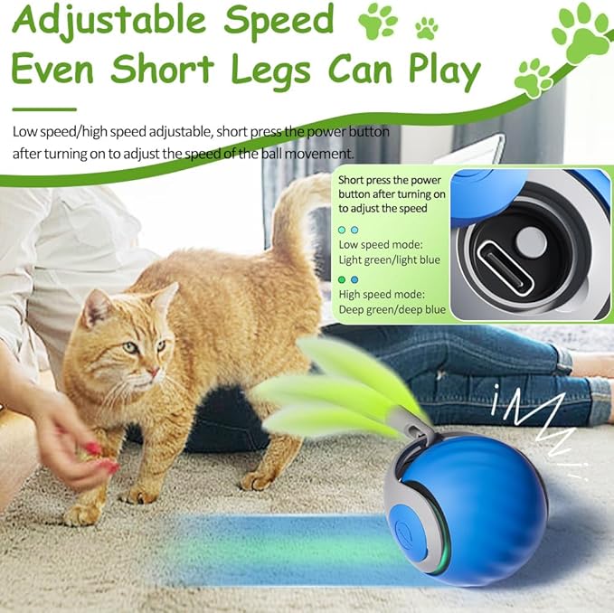 Interactive Cat Toys for Indoor Cats, Smart Interactive Cat Toy Ball with Tail Automatic Kitten Toys for Bored Indoor Adult Cats Two Speed Adjustment (Orange)