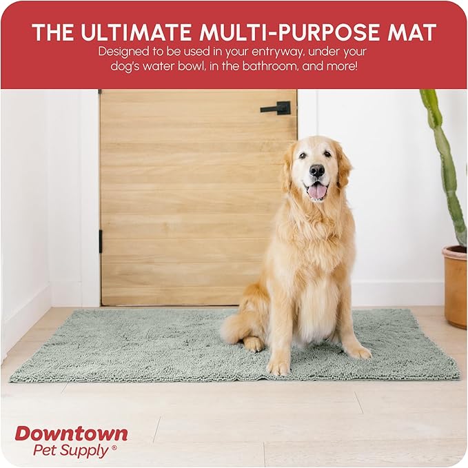 My Doggy Place Microfiber Dog Mat for Muddy Paws, 60" x 36" Light Gray - Non-Slip, Absorbent and Quick-Drying Dog Paw Cleaning Mat, Washer and Dryer Safe - X-Large/Runner