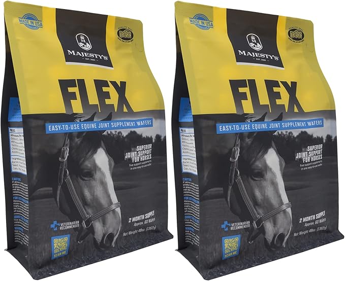 Majesty's Flex Wafers - Superior Horse/Equine Joint Support Supplement - Glucosamine, MSM, Chondroitin, Yucca, Vitamin C (Regular, 2 Pack (120 Count Total))