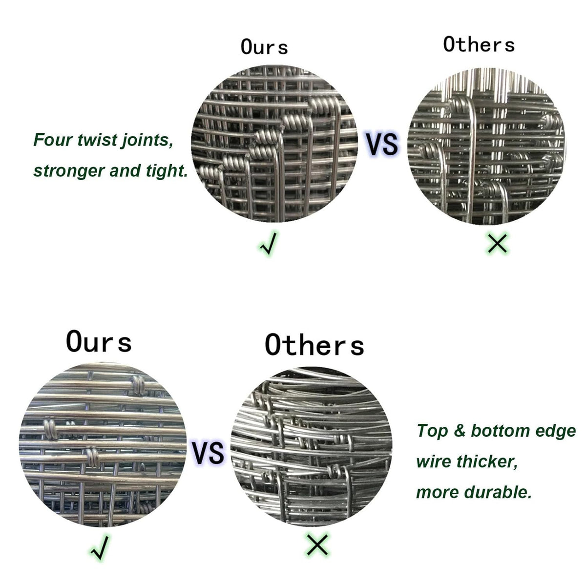 40in x 100ft Galvanized Wire Fence, Hog Goat Fencing Garden Fencing Roll, Heavy Zinc Coating Metal Wire Mesh for Yard Vegetable Plant Protection Poultry Netting