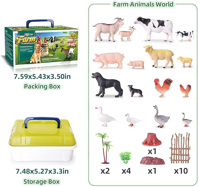 35 PCS Farm Animals Toys for Toddlers 3 Years Old Boys and Girls Realistic Animal Figures Playsets Toys for Kids 3~8 Christmas Birthday Gift