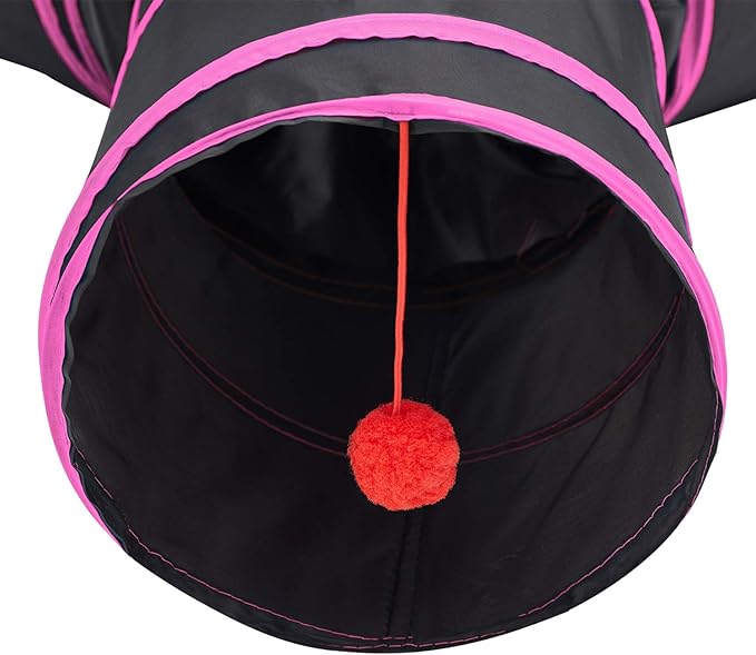 Tempcore 3 Way Collapsible Cat Tunnels, Indoor Cat Toys with Peek Hole & Ball, Perfect for Kittens & Rabbits