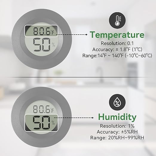 3-Pack Mini Hygrometer & Thermometer, Indoor Outdoor Digital Humidity Meter Gauge Temperature, ℉/℃, for Home, Office, Reptile, Car, Greenhouse, Lab, Terrarium, Cellar.. A01 Black