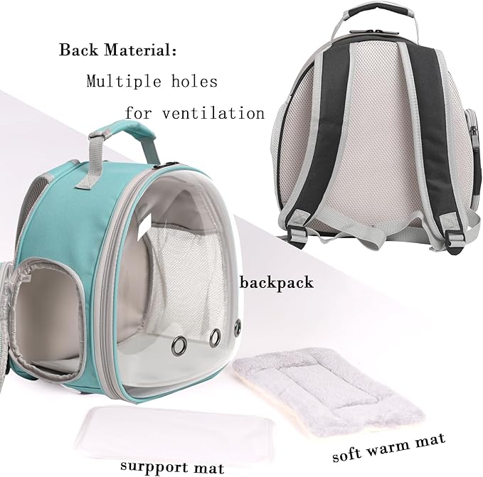 Guinea Pig Carrier Backpack with Soft Warm Mat Set,Lizard Backpack Carrier,Space Capsule Clear Bubble Window Astronaut Reptile Carrier Backpack for Bearded Dragon,Sugar Glider,Bunny