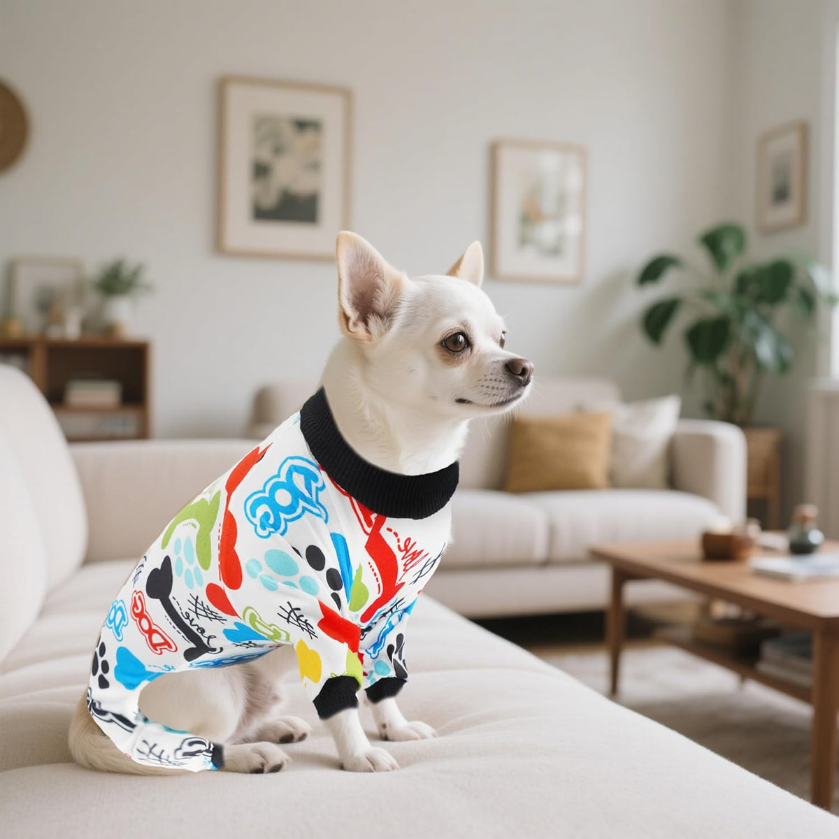 2PCS Dog Pajamas for XXXL Sized Dog Pjs Clothes Puppy Onesies Outfits Pet Jammies Boy Girl Male Female Apparel Soft Strechy Paw Bone Print XXXL