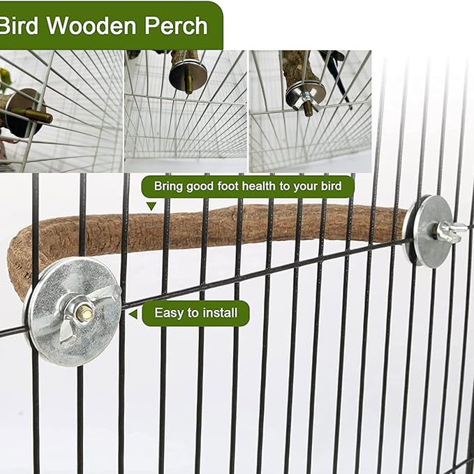 Allazone Bird Natural Wood Stand Perch Swing U Shape Natural Parrot Perch Bird Stand Pole for Parakeet, Conure, Cockatiel, Budgie, Lovebirds