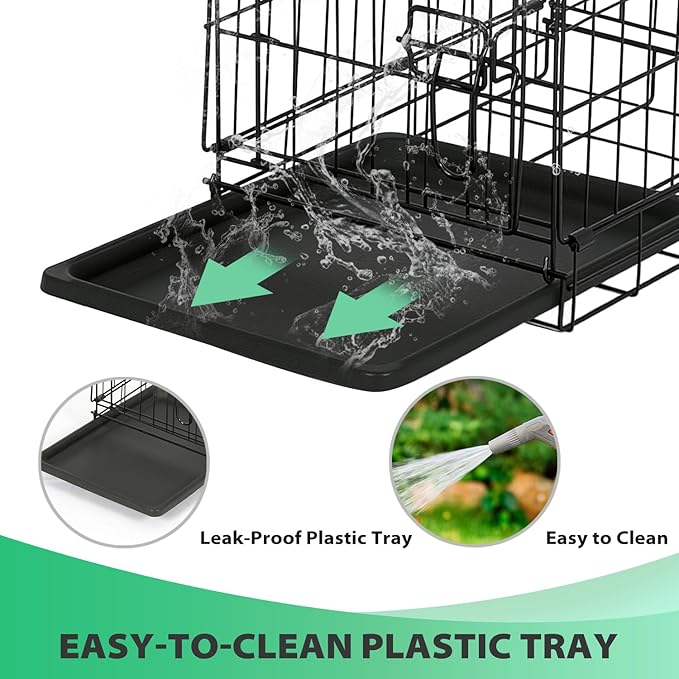 BestPet | Dog Crate | 18" | Black | Foldable Metal Kennel with Double Doors, Secure Slide-Bolt Latches, Leakproof Tray | Portable Dog Cage for Small Breeds | for Travel, Indoor & Outdoor Use