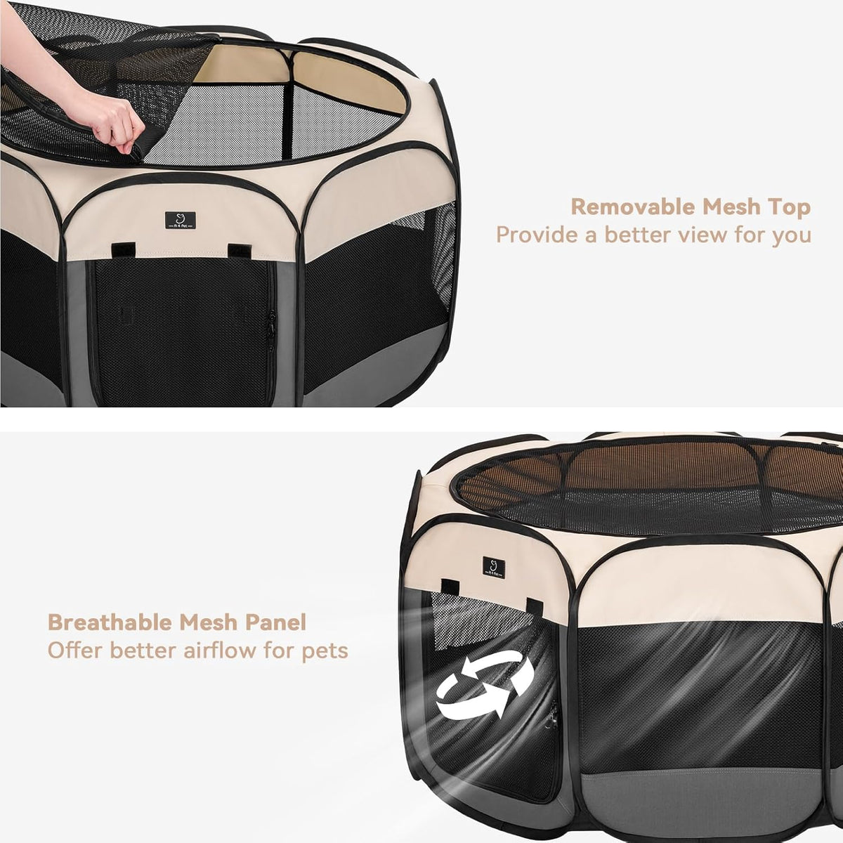 A4Pet Portable Kitten Playpen for Cats, 27" Foldable Pet Playpen for Puppy/Cat/Rabbit/Chick, with Removable Zipper Top & Mesh Panel(11”W × 7.5”H)
