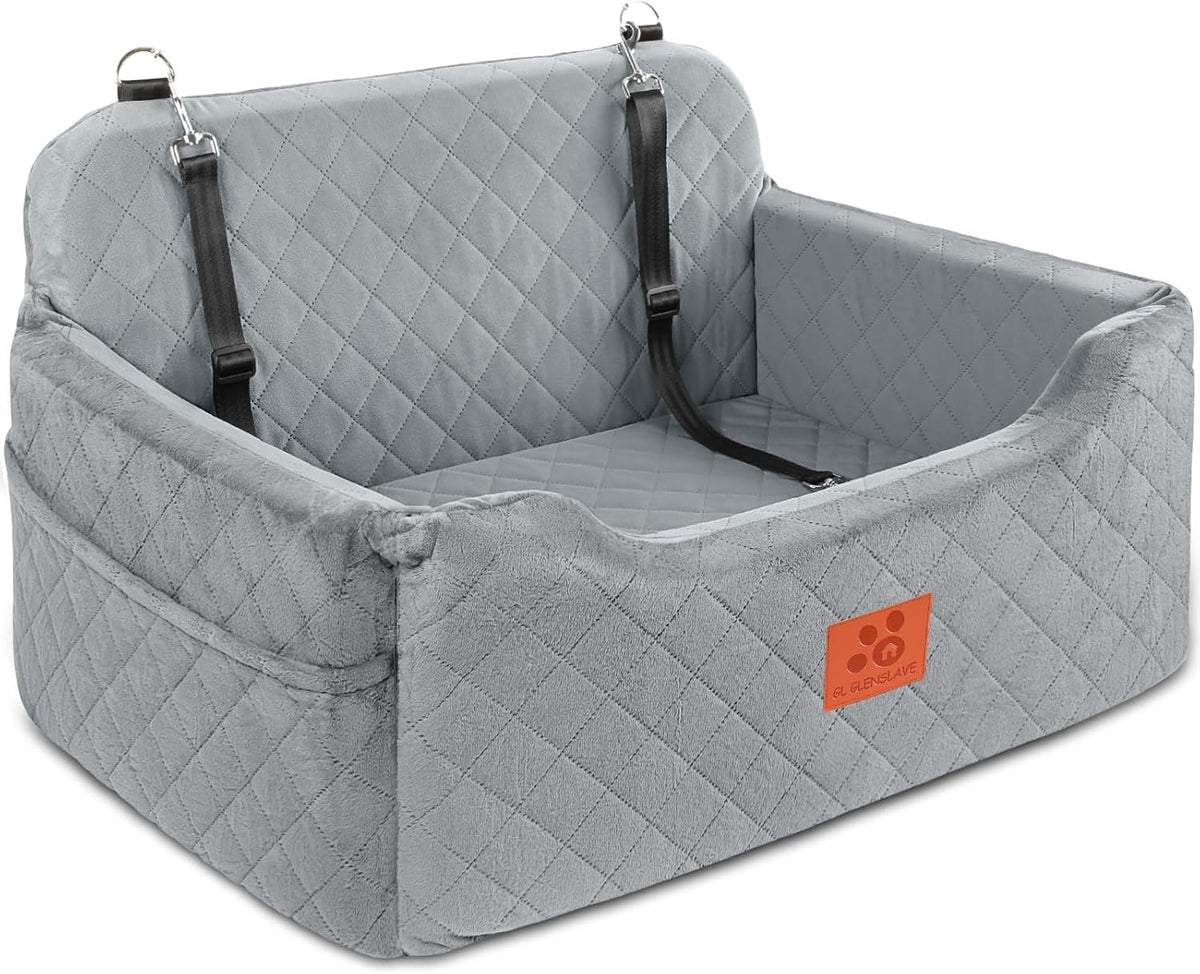 Dog Car Seat for Medium/Large Dogs, Dog Booster Seat for Pet Under 50lbs or 2 Small, Detachable and Washable Pet Car Seat,Multi-Functional Pet Travel Bed for Backseat(Grey)