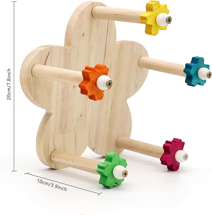 Bird Rotating Perch Toy,Durable Unique Wooden Ferris Wheel Parrot Toys with 5 Perches,Bird Cage Accessories for Parakeet, Cockatiel, Budgerigar,Conures, Lovebirds
