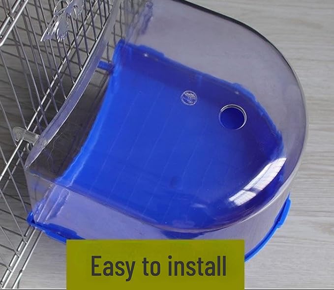 Bird Bath Cage, Cleaning Pet Supplies Bird Bathtub with Hanging Hooks Come with Free Water Injector for Parrots Spacious Parakeets Portable Shower for Most Birdcage Random Color (S for Square cage)