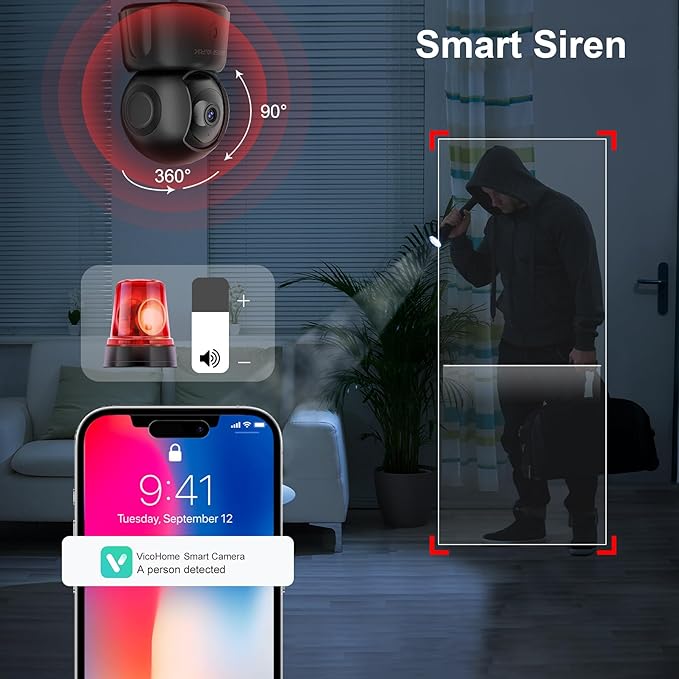 GOLSPARK Dog Pet Camera for Home Security 2K,2.4GHz WiFi Camera Baby Monitor for Room with Motion Tracking Detection Night Vision,Two-Way Audio SD/Cloud Storage