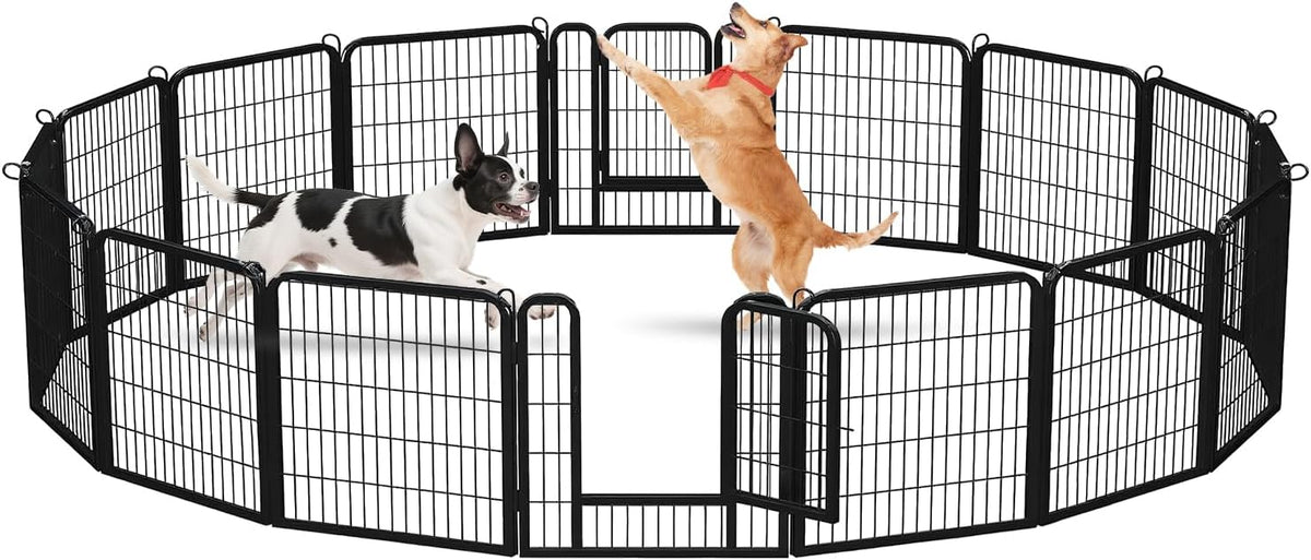 24 Inch Dog Playpen - 16 Panels Metal Pet Exercise Pen for Puppy, Indoor/Outdoor Dog Fence for Yard, Garden, Camping & RV Travel