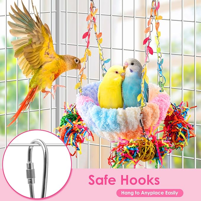 KATUMO Parakeet Nest, Parrot Breeding Bed Conure Snuggle Nest Cockatiel Swing Bed for Small Pets, Size Large