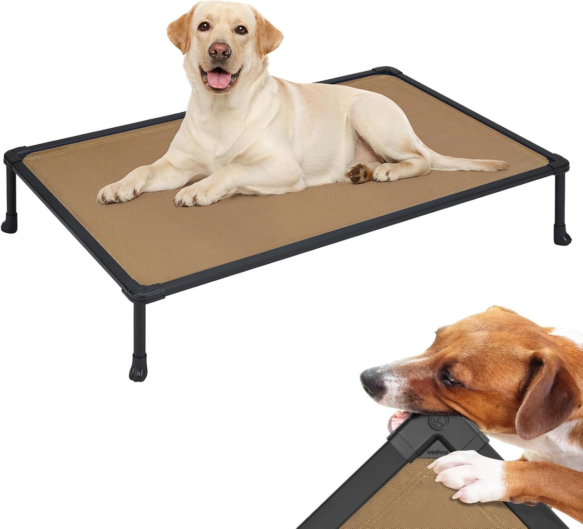 Veehoo Chew Proof Dog Cots - Large Dog Anti-Scratch Hammock Bed for Training, Off Ground, Cooling