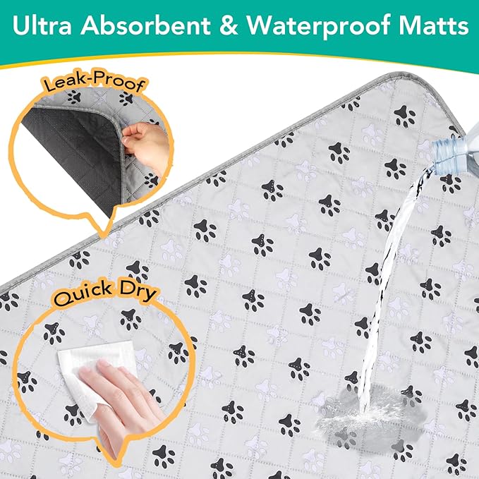2 Pack Extra Large 72"X72" Washable Pee Pads for Dogs Super Absorbent Dog Training Pads Non-Slip Waterproof Pet Training Pads Mats Whelping Pads for Dogs Cats Puppy