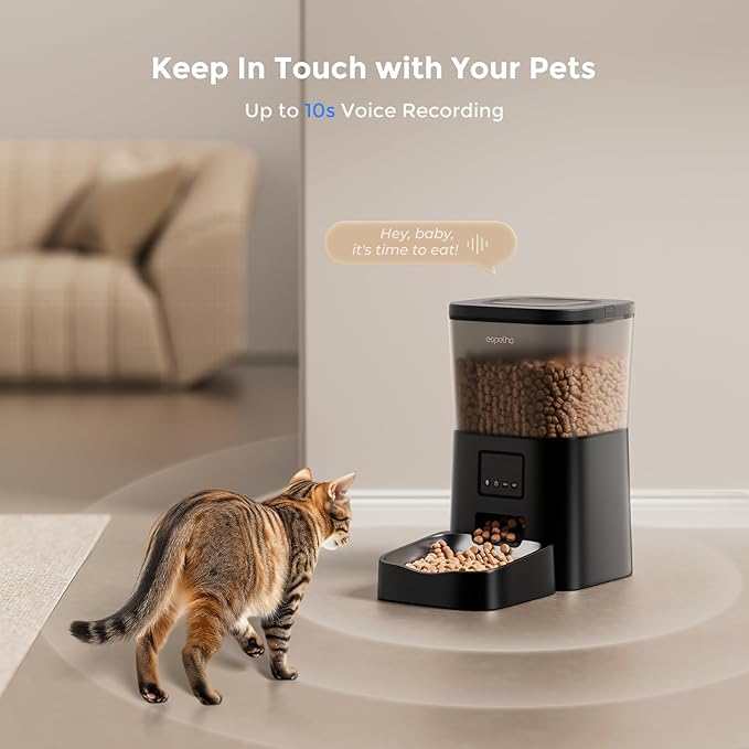 Espelho Automatic Cat Feeders WiFi: 2.4Ghz Smart APP Control- Timed Cat Food Dispenser with Desiccant Bag Keep Fresh for Indoor- Easy Set Up and Clean with Voice Recorder- Up to 10 Meals per Day