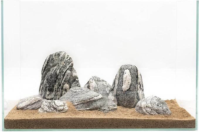 Natural Fish Tank Stones Aquarium Rocks 10lb Silver Seiryu Rock for Aquascaping, Terrariums, Bonsai, Garden Landscaping & Reptile Habitats(2-7inch 5-6Pcs)