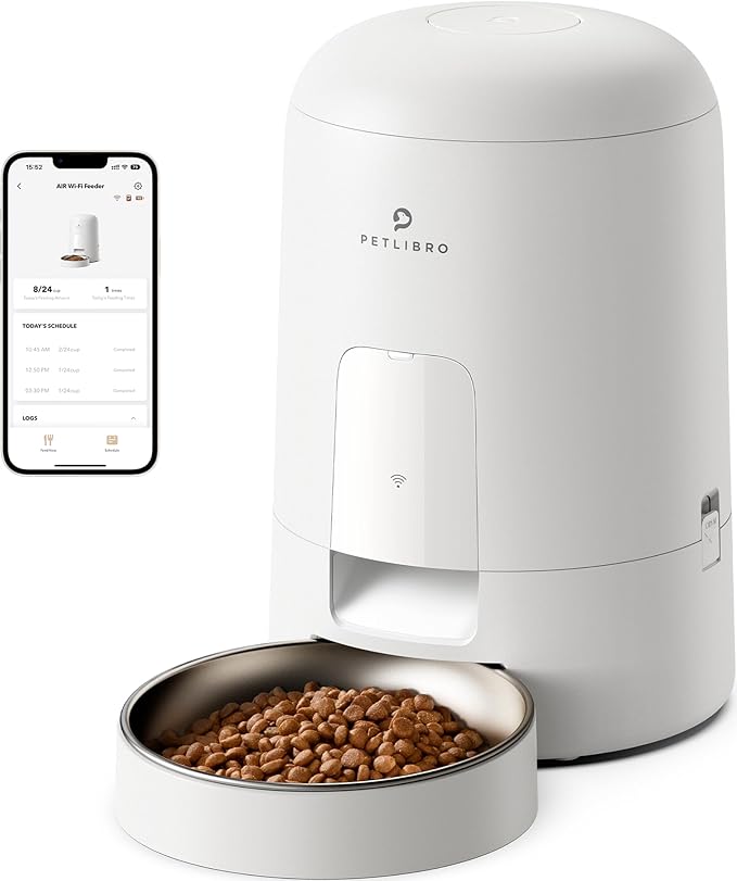PETLIBRO Automatic Cat Feeder, WiFi Automatic Cat Food Dispenser Rechargeable Battery-Operated with 30-Day Life, AIR Pet Feeder for Cat & Dog, Timed Cat Feeder 1-6 Meals Control, 2L Auto Cat Feeder