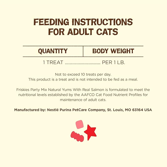 Purina Friskies Party Mix Cat Treats (Natural YUMS Salmon, 2.1 Ounce (Pack of 6))