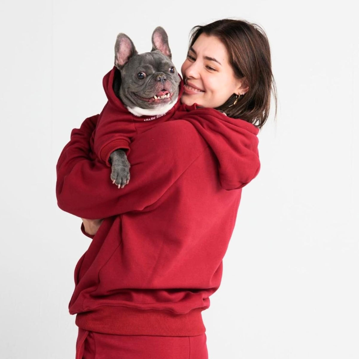 Spark Paws Dog Hoodie – Premium Dog Sweater for Small, Medium, and Large Dogs | Warm Outfits for French Bulldogs, Pitbull, Puppy, Winter Jacket Alternative - Burgundy - M