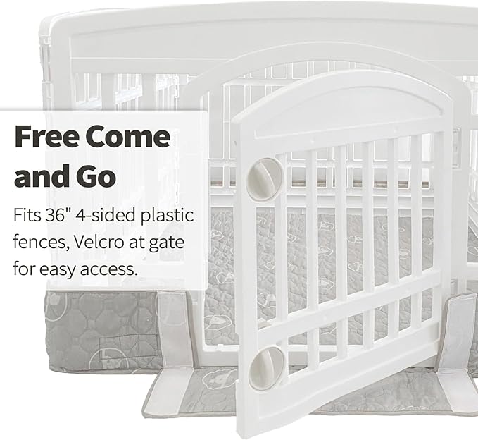 PJYuCien Dog Playpen Bottom Pad Fits for 36 Inch 4 Panels Exercise Pet Pen, Using as a Fence Stabilization and Puppy Pen Mat, Hoop and Loop Design, Grey (Playpen Not Included)