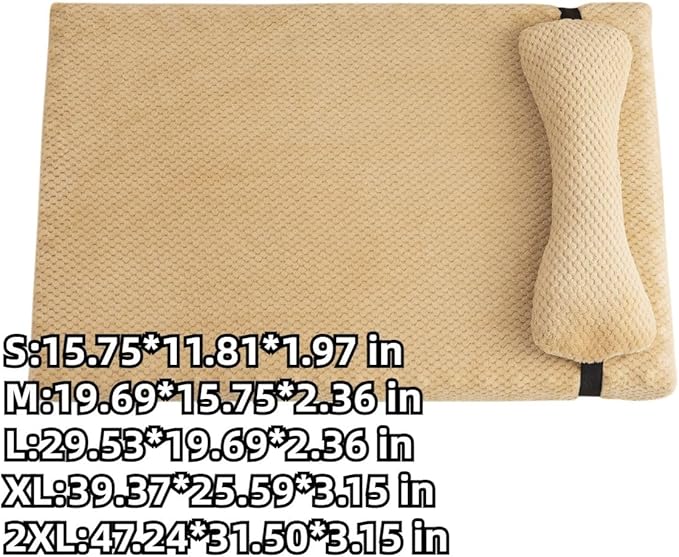 Dog Bed for Small Medium Large Dogs, Dog Mattress with Removable Pillow for Crate Kennel, Sofa Dog Bed, Super Soft Pet Bed for Dogs and Cats, Pet Beds & Furniture (Brown,Large)