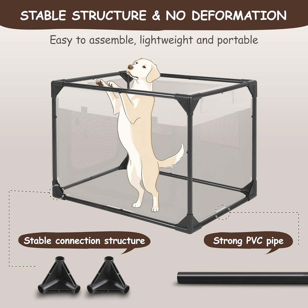 Dog Crate - Soft Pet Kennel for Dogs/Cats, 3-Door Breathable Travel Cage with Mesh Window, Portable Dog Kennel for Indoor & Outdoor，Black-M