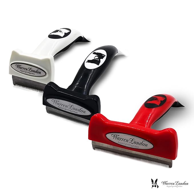 Warren London Deshedding Brush for Medium Dogs, Short Hair | 2.5″ Stainless Edge | Reduces Shedding Fast | Vet-Trusted Undercoat Tool With Comfort Grip