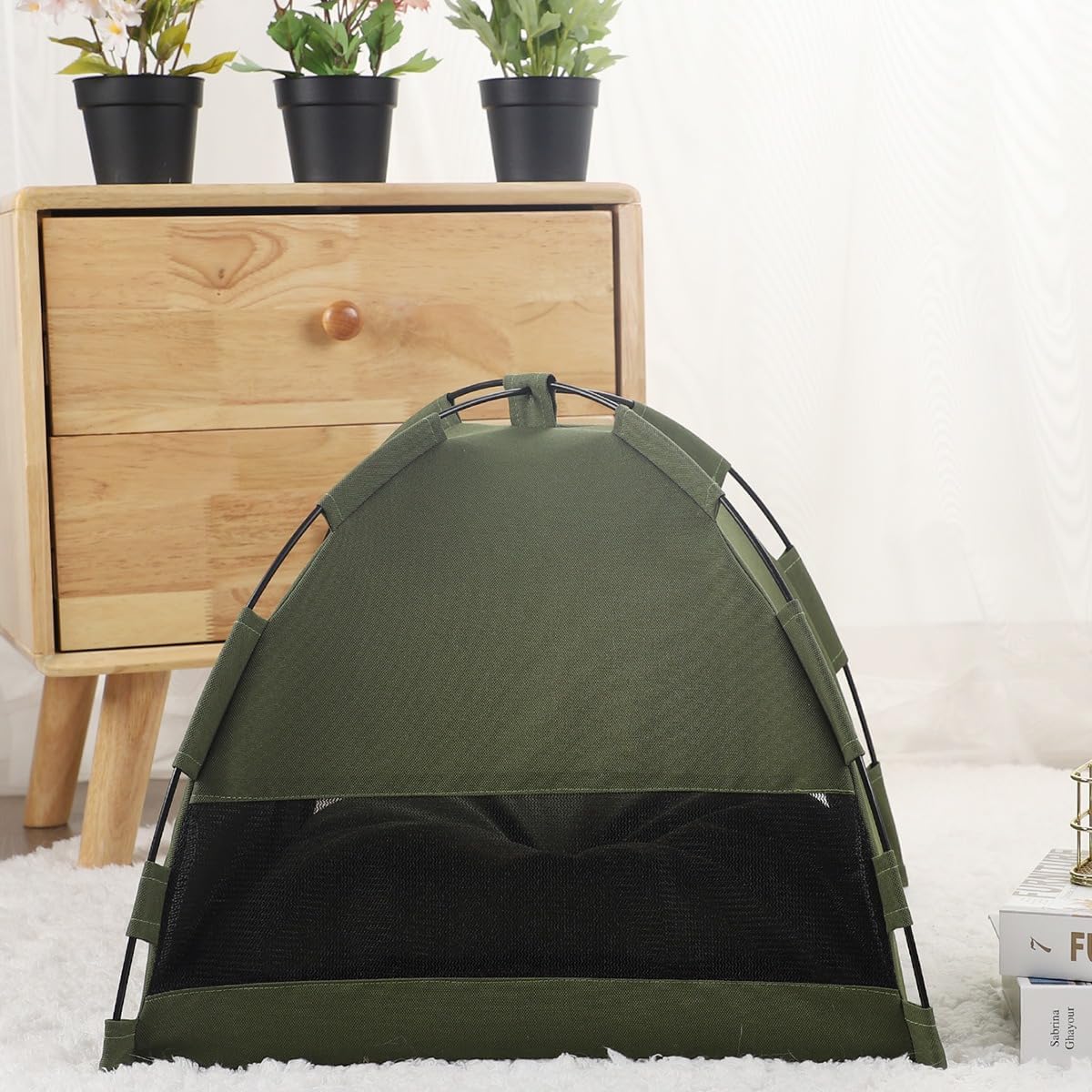 Cat Tent – Lightweight & Breathable Waterproof Shelter Designed for Indoor/Outdoor Adventures, Giving Your pet Safe Outdoor Exploration Joy. (Olive Drab, 15.7×15.7 in)