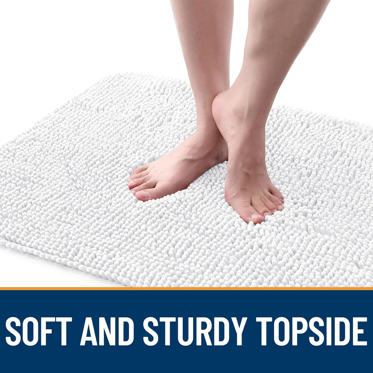 OLANLY Dog Door Mat for Muddy Paws 36x24, Absorbs Moisture and Dirt, Absorbent Non-Slip Washable Doormat, Quick Dry Chenille Mud Mat for Dogs, Entry Indoor Entryway Carpet for Inside Floor, White