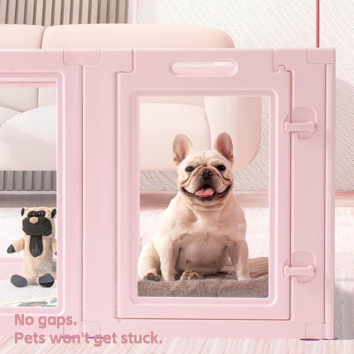 DIY Clear Acrylic Dog Playpen House,Quick Easy Assembly and Disassembly,Strong Floor Suction,Indoor and Outdoor Use,Easy Cleansing Puppy Fence (Skin Pink, 23.6" H, 10PCS)