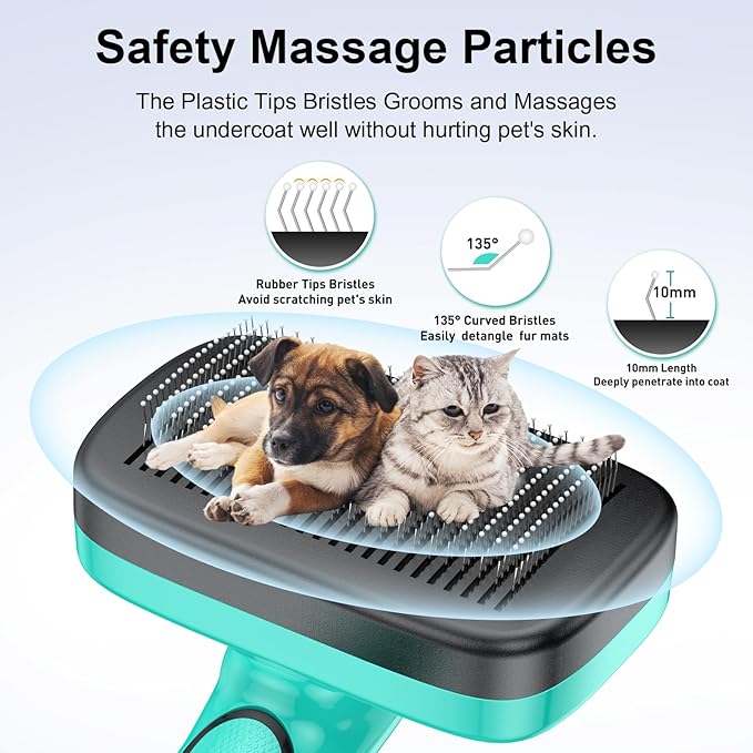 Dog Brush Kit for Grooming Short & Long Haired Dogs & Cats, 5 in 1 Pet Grooming Set for Small Animals, 5 PCS Puppy Self-Cleaning Slicker Brush and Pet Comb for Shedding Medium & Large Dogs