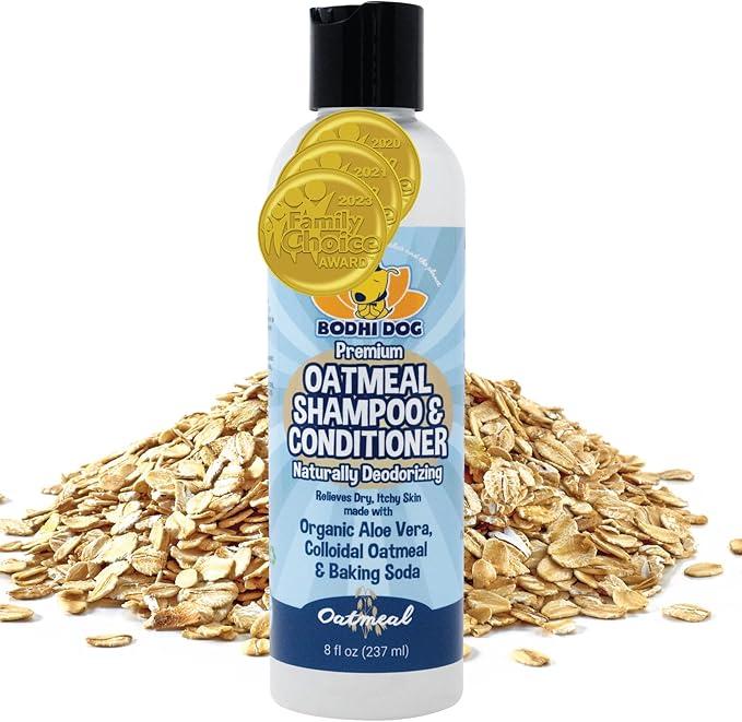Bodhi Dog Shampoo Brush & Oatmeal Shampoo and Conditioner Bundle - Grooming Essentials for Pets, Short Hair Scrubber, Soothes and Moisturizes Dry, Itchy Skin - Hydrates & Nourishes