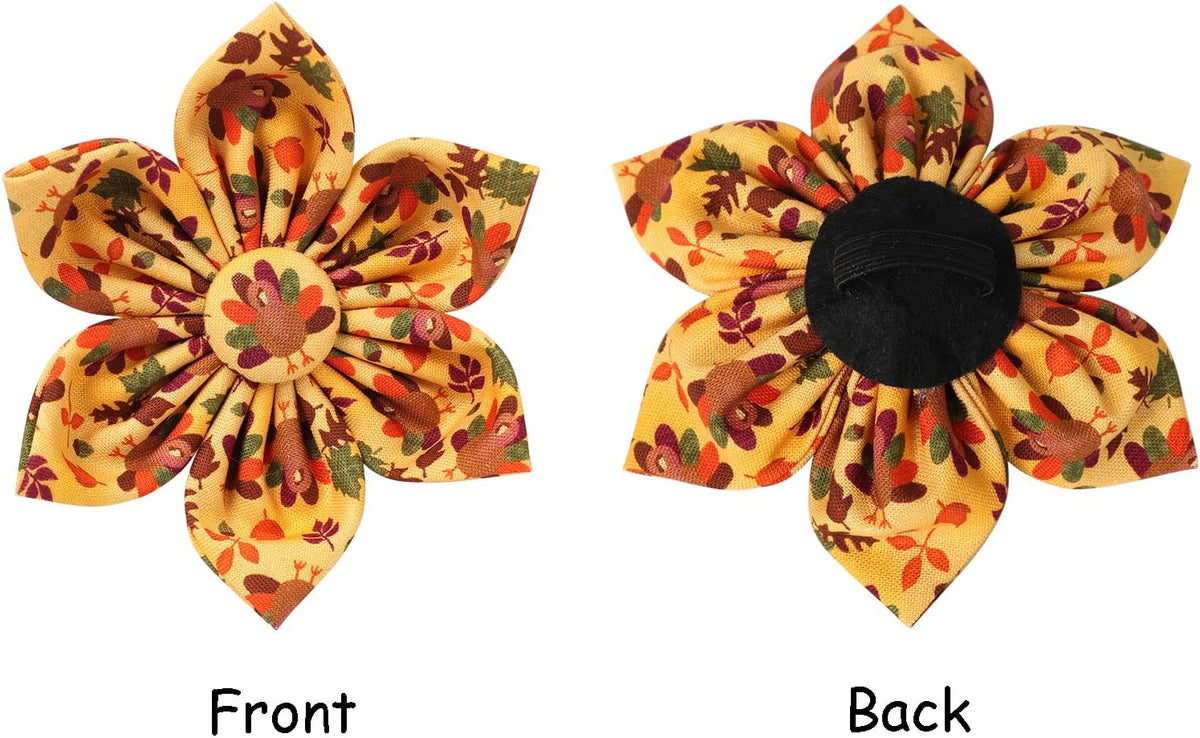 Lionet Paws Thanksgiving Day Dog Collar with Flower, Dogs Flower Collar with Metal Buckle for Dogs and Cats, Adjustable Comfortable Dog Collars Girl, S, Neck 10-16 in
