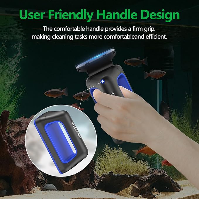 Aquarium Magnet Glass Cleaner, Double-Sided Detachable & Floating Algae Scraper for 0.2-0.6 Inch Fish Tank Glass Cleaning, No Scratches (M)