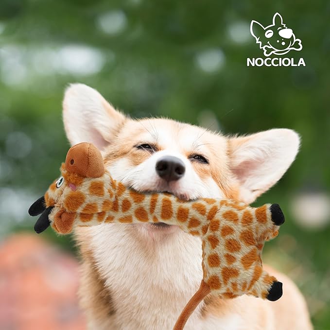Nocciola Twistable Giraffe Pup Dog Toy, Interactive Stuffed Plush Crinkle Puppy Supplies for Small Medium Breeds to Keep Them Busy