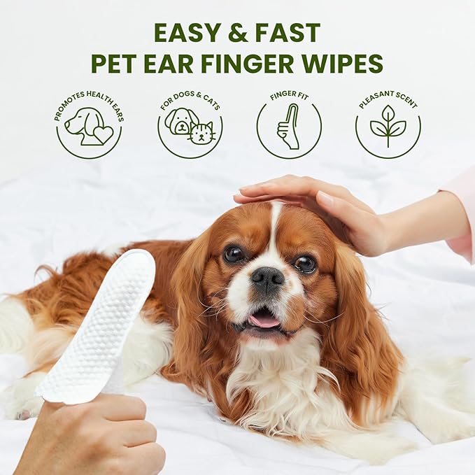 Dog Ear Finger Wipes for Dogs & Cats, 150 Count