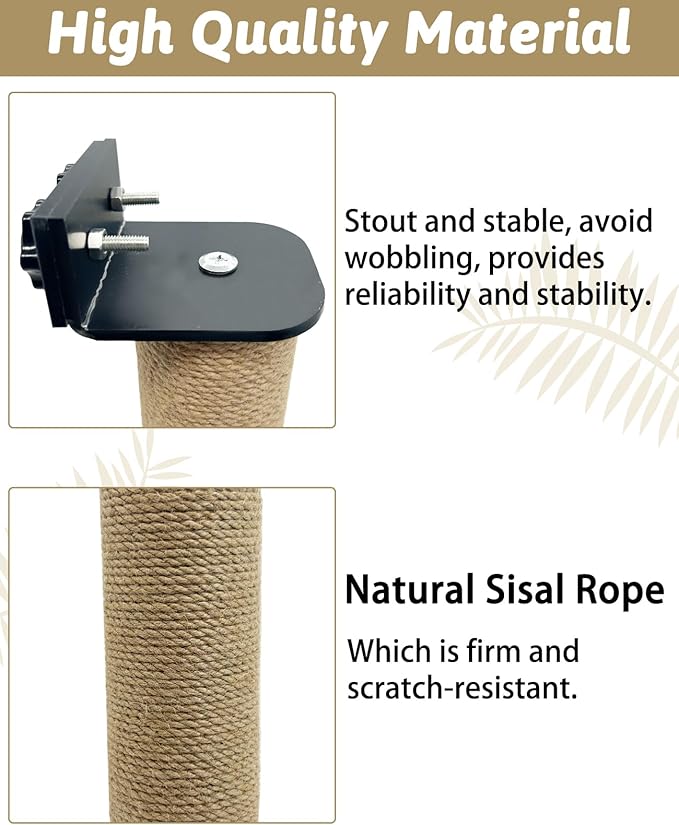 VCEPJH 2 Pcs Cat Scratching Post for Crate Cage Mounted Cat Scratcher Natural Sisal Scratch for Scratching and Climbing Furniture 15x2.7inches (Yellow)
